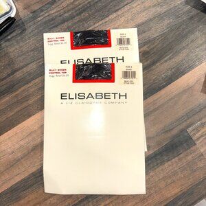 90s Vintage Sz 1 Elisabeth Pantyhose LIZ CLAIBORNE Silky Sheer Control Top Black